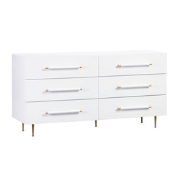 Trident White 6 Drawer Dresser - UK