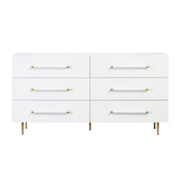 Trident White 6 Drawer Dresser - UK