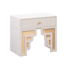 Suzie Cream & Rattan Nightstand - UK