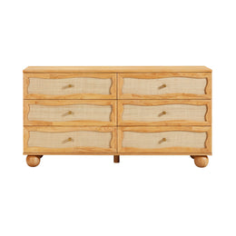 Grappa Natural Wood & Rattan Wavy Dresser
