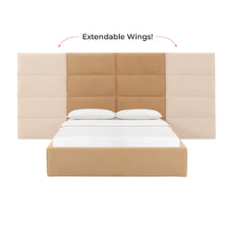 Eliana Honey Velvet King Bed with Wings