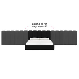 Palani Black Velvet King Bed with Wings