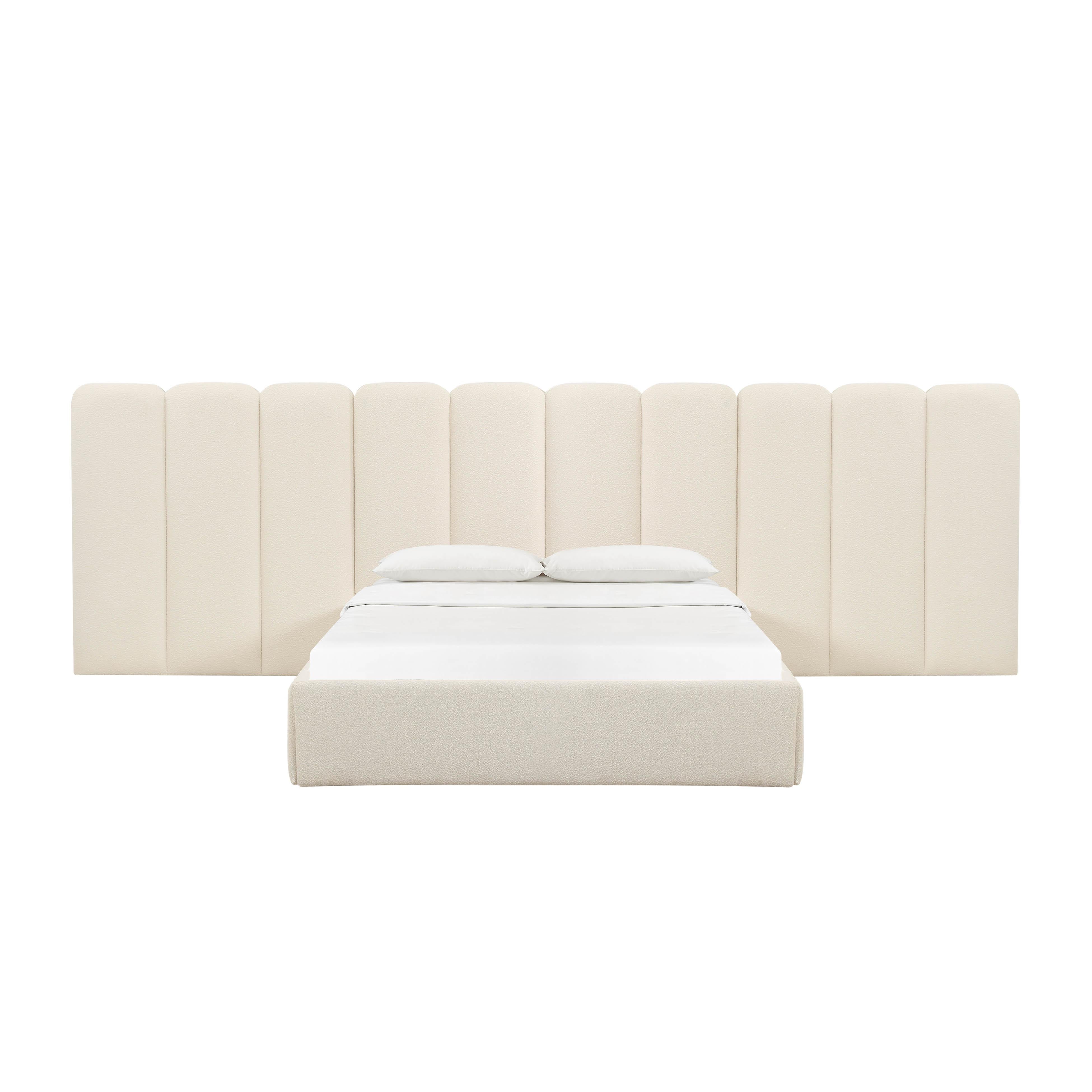 Palani Cream Boucle King Bed with Wings