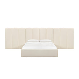 Palani Cream Boucle Queen Bed with Wings