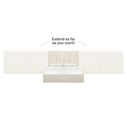Palani Cream Boucle Queen Bed with Wings