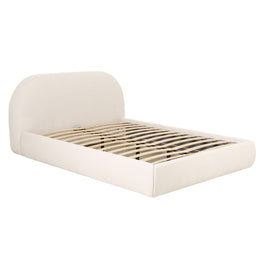 Bara Cream Textured Velvet Queen Bed