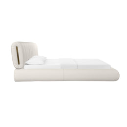 Karol Cream Vegan Leather Queen Bed