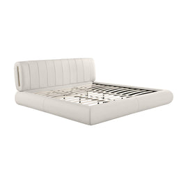 Karol Cream Vegan Leather Queen Bed