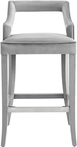 Tiffany Grey Velvet Counter Stool - UK