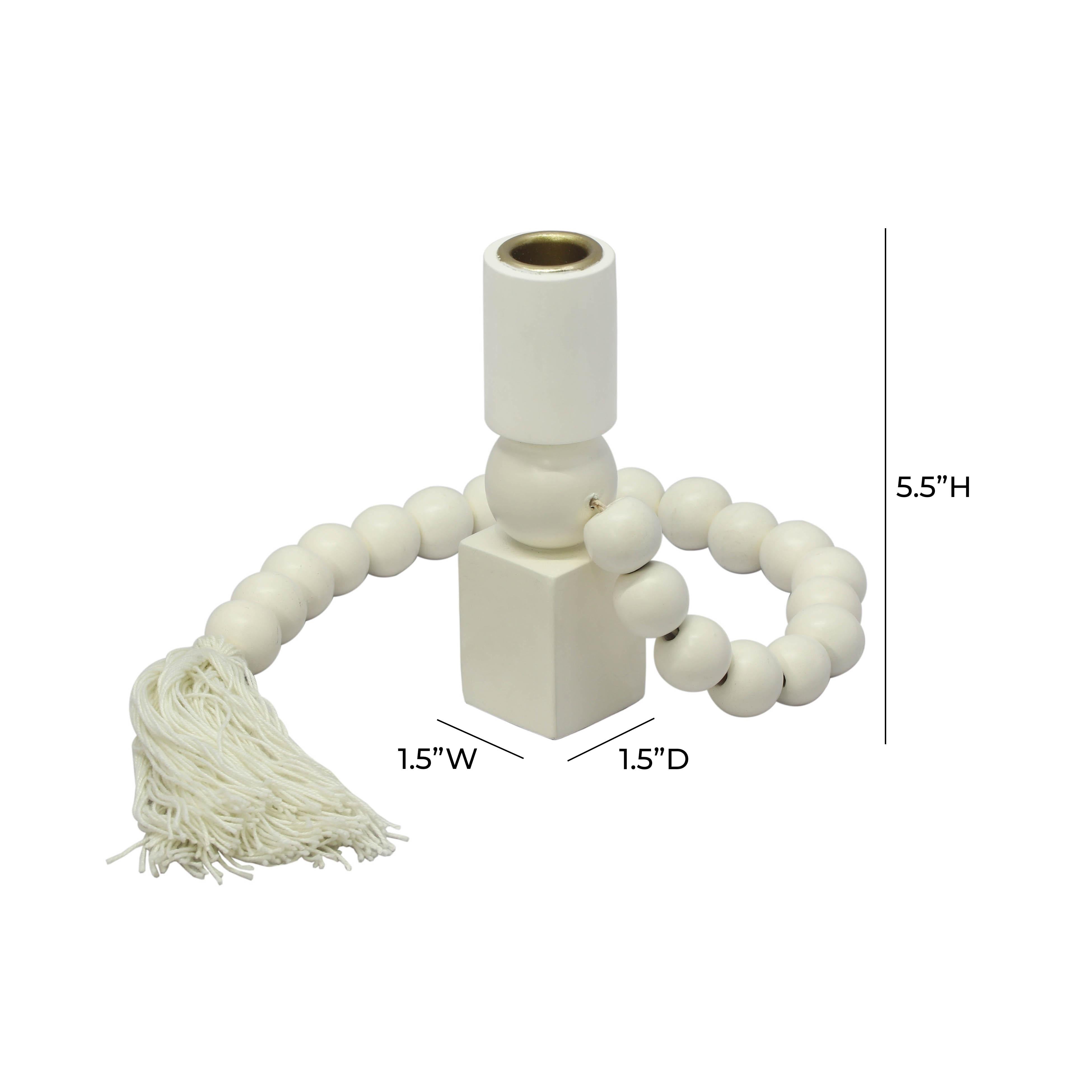 Harrison Cream Wooden Candlestick