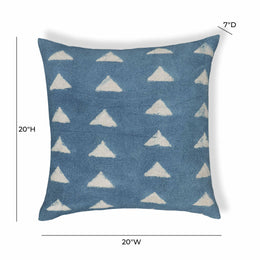 Indigo Triangles Cotton 20" Square Accent Pillow