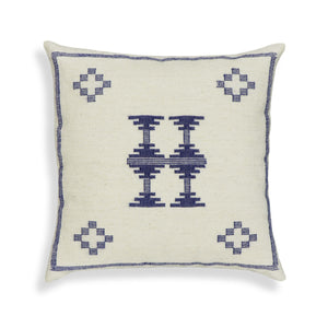 Aztec Cream & Indigo Wool 20" Square Accent Cushion