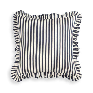 Alessia Navy Striped Ruffle 20" Square Accent Pillow - COVER