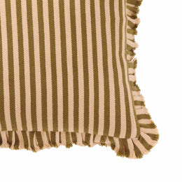 Alessia Taupe Striped Ruffle 20" Square Accent Pillow - COVER