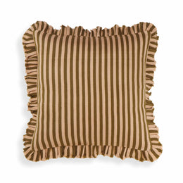Alessia Taupe Striped Ruffle 20" Square Accent Pillow