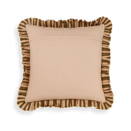 Alessia Taupe Striped Ruffle 20" Square Accent Pillow
