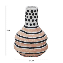 Cotton Mache Vase in Modernist Print