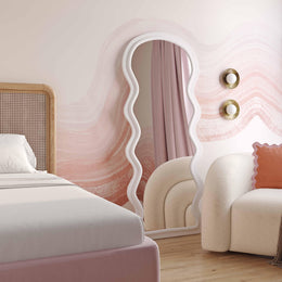 Rhodes Cream Velvet 70" Floor Mirror