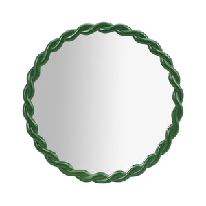 Agnes Forest Green Glossy Round Mirror