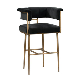 Astrid Grey Velvet Bar Stool - UK