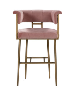 Astrid Blush Velvet Bar Stool