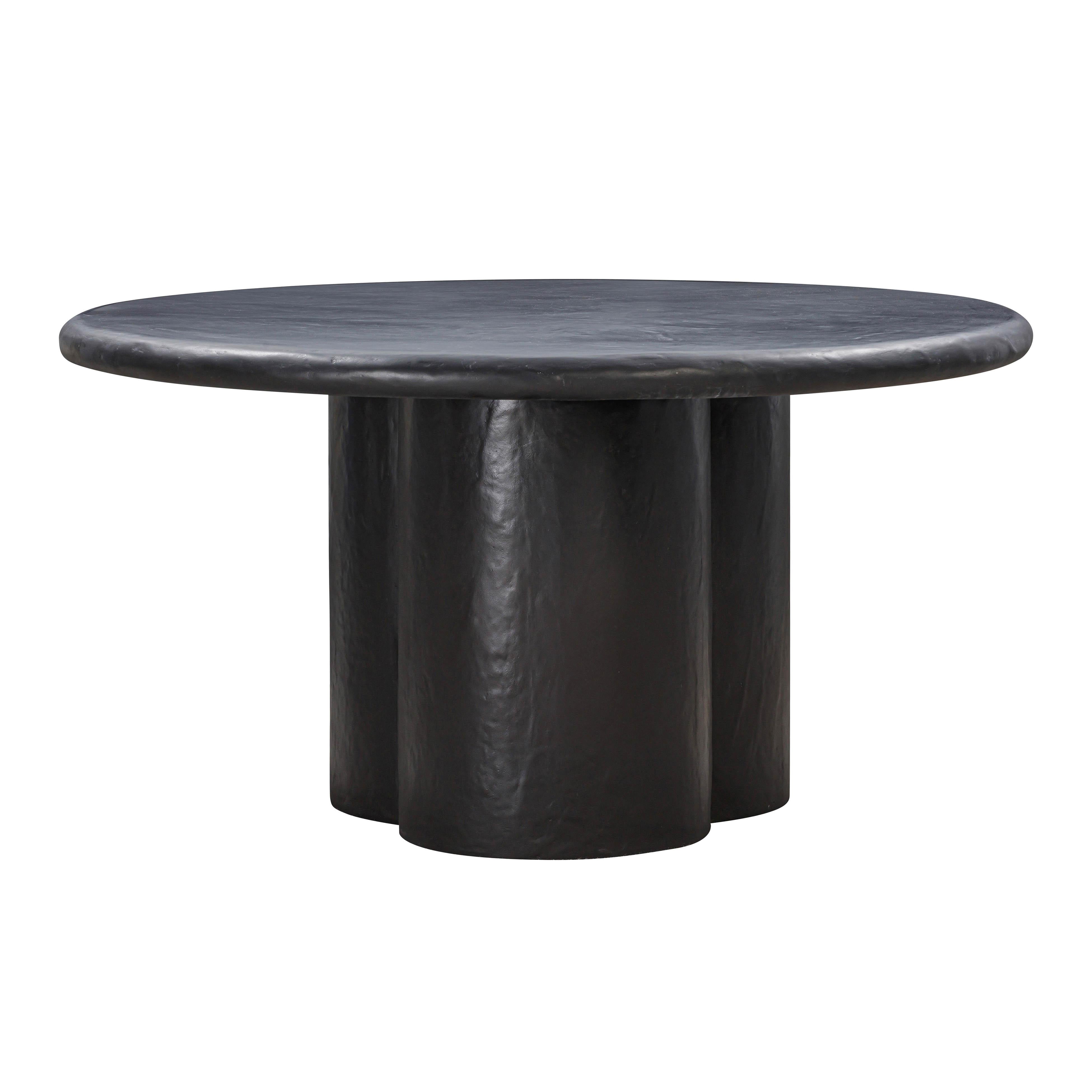 Elika Black Faux Plaster Round Dining Table - UK