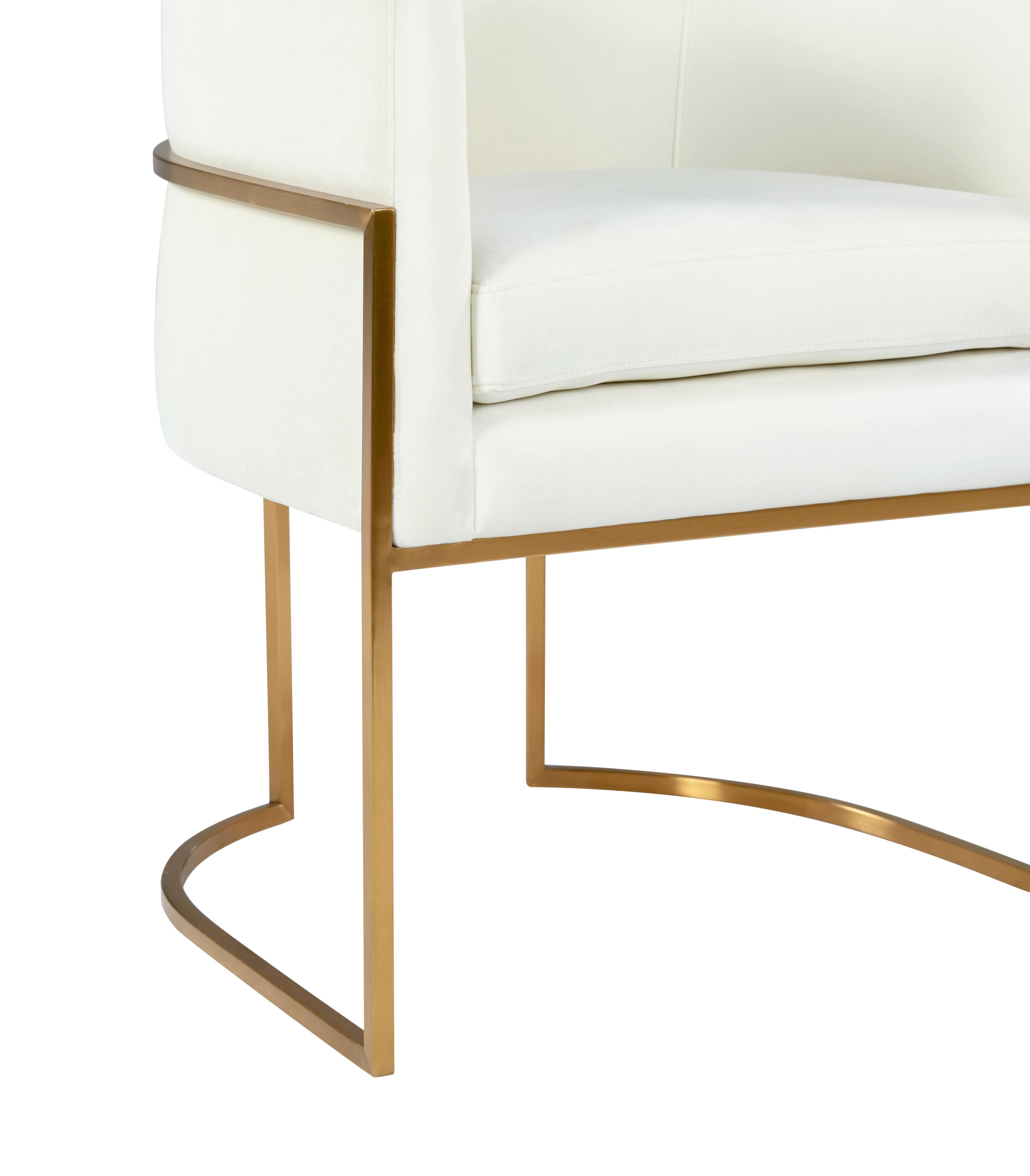 Giselle Cream Velvet Dining Chair Gold Leg - UK