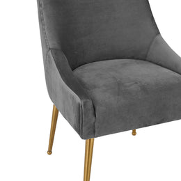 Beatrix Pleated Grey Velvet Side Chair