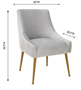 Beatrix Pleated Light Grey Velvet Side Chair