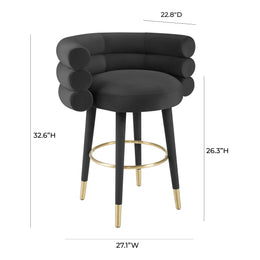 Betty Black Velvet Counter Stool