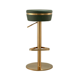 Astro Malachite Green Performance Vegan Leather and Gold  Adjustable Stool