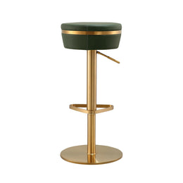 Astro Malachite Green Performance Vegan Leather and Gold  Adjustable Stool