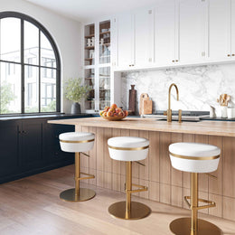 Astro White and Gold Adjustable Stool - UK