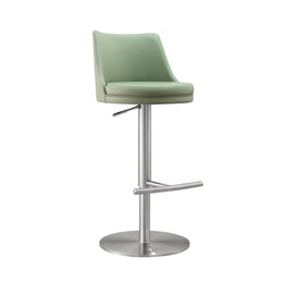 Reagan Sea Foam Green Performance Vegan Leather and Silver Adjustable Stool
