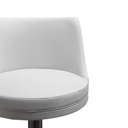 Reagan White Performance Vegan Leather and Silver Adjustable Stool