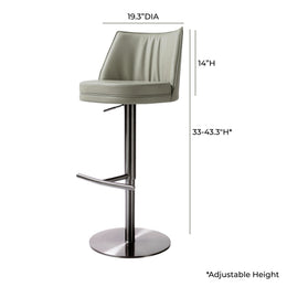 Gala Light Grey Performance Vegan Leather on Black Adjustable Stool