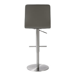 Paddy Dark Grey Vegan Leather on Silver Adjustable Stool - UK