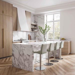 Paddy Light Grey Performance Vegan Leather on Silver Adjustable Stool