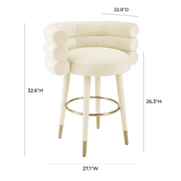 Betty Cream Velvet Counter Stool