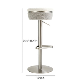 Astro White and Grey Boucle Adjustable Stool