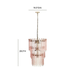Hampshire Pink Acrylic 3-Tier Chandelier