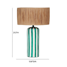 Ravello Green Striped Papier Mache Table Lamp