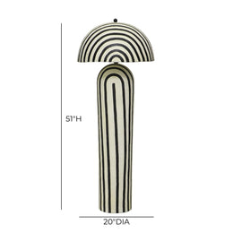 Maiori Black Striped Papier Mache Floor Lamp