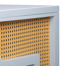 Suzie Pastel Blue & Rattan Executive Desk - UK