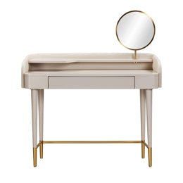 Penelope Taupe Vegan Leather Wrapped Vanity Desk - UK