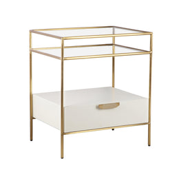 Darla Cream Glass Nightstand - UK