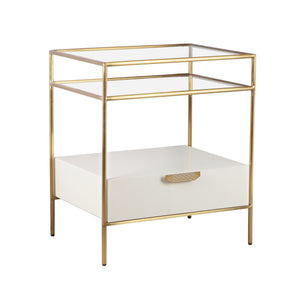Darla Cream Glass Nightstand - UK