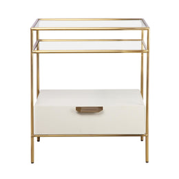 Darla Cream Glass Nightstand - UK