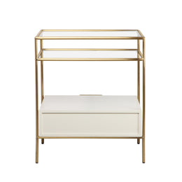 Darla Cream Glass Nightstand - UK