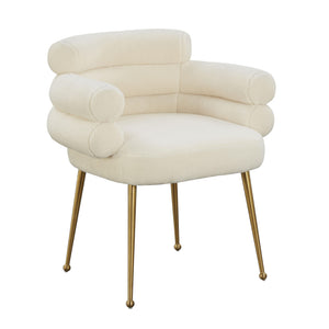 Dente Cream Faux Sheepskin Dining Chair - UK